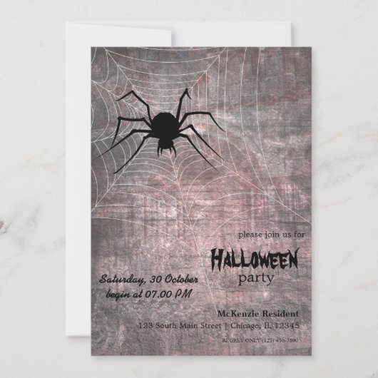 Halloween Spider Party Einladung (Vorderseite)