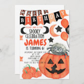 Halloween Spider Pumpkin Geburtstag Einladung (Vorne/Hinten)