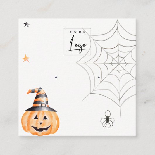 Halloween Spider Pumpkin Logo Stuhlvorführung Quadratische Visitenkarte (Vorderseite)