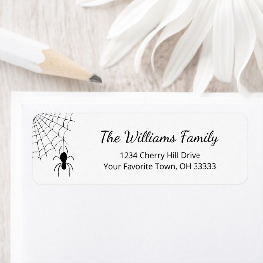 Halloween Spider Schwarz-weiße Rücksendeadresse (Insitu)