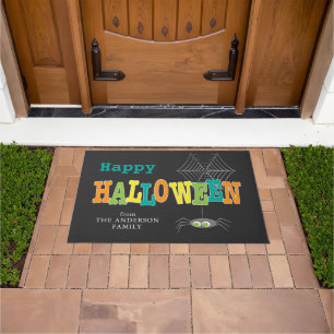 Halloween Spider und Web-farbenes glückliches Hal Fußmatte