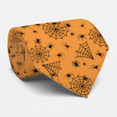 Halloween Spider und Webs auf Orange Krawatte (Gerollt)