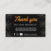 Halloween Spider Web Danke Business Card Begleitkarte (Rückseite)