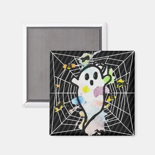 Halloween Spider Web Ghost Magnet (Vorderseite/Rückseite)