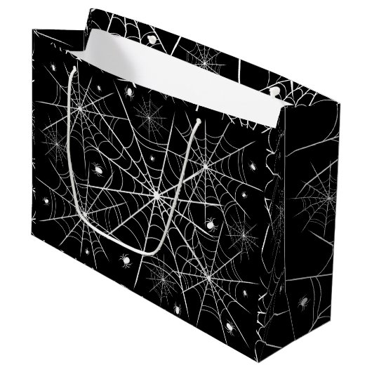 Halloween Spider Web Große Geschenktüte (Vorderseite Schrägansicht)