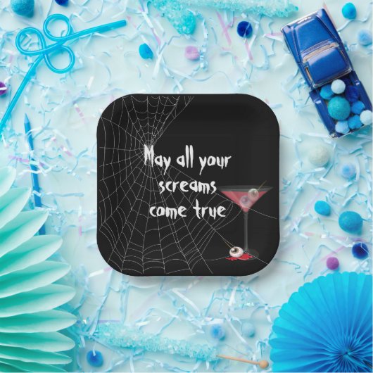 Halloween Spider Web mit Eyeball Martini Pappteller (Party)