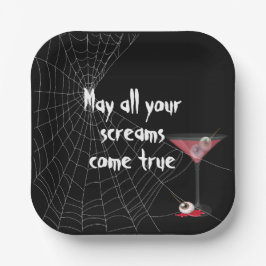 Halloween Spider Web mit Eyeball Martini Pappteller