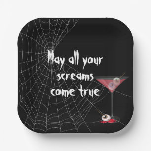 Halloween Spider Web mit Eyeball Martini Pappteller