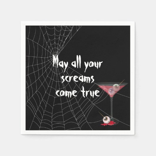 Halloween Spider Web mit Eyeball Martini Serviette (Vorderseite)