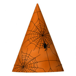 Halloween Spider Web mit Spider auf Orange Partyhütchen