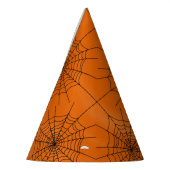 Halloween Spider Web mit Spider auf Orange Partyhütchen (Links)