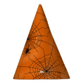 Halloween Spider Web mit Spider auf Orange Partyhütchen (Rechts)