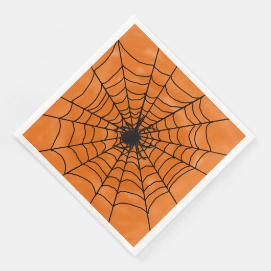 Halloween Spider Web mit Spider auf Orange Serviette (Ecke)