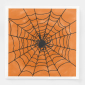 Halloween Spider Web mit Spider auf Orange Serviette (Vorderseite)