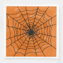 Halloween Spider Web mit Spider auf Orange