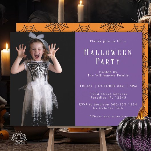 Halloween Spider Web Modern Simple Party Foto Einladung