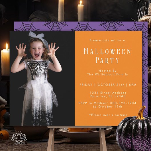 Halloween Spider Web Modern Simple Party Foto Postkarte