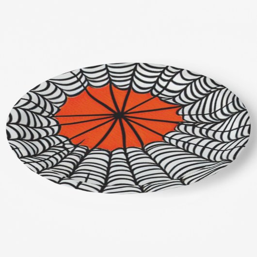 Halloween Spider Web Pappteller (Schrägansicht)