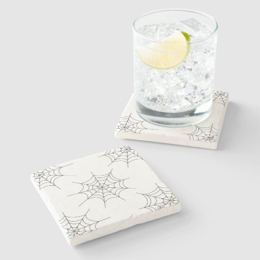 Halloween Spider Web Pattern Stone Untersetzer (Seitenansicht)