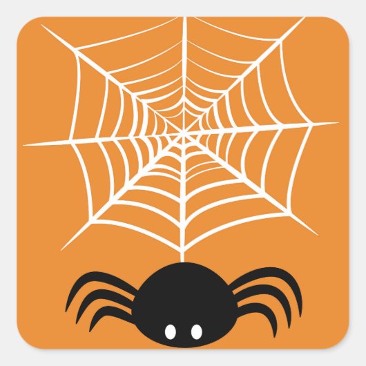 Halloween Spider Web Quadratischer Aufkleber (Vorderseite)