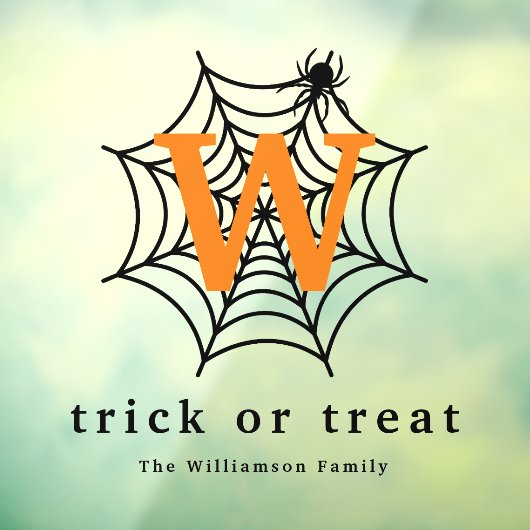 Halloween Spider Web Trick oder Treat Monogram Fensteraufkleber (Blatt 3)