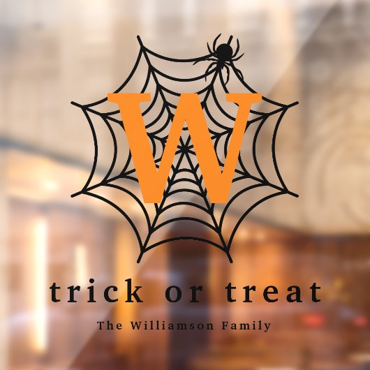 Halloween Spider Web Trick oder Treat Monogram Fensteraufkleber (Blatt 2)