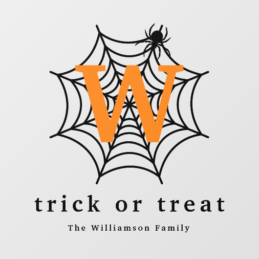 Halloween Spider Web Trick oder Treat Monogram Fensteraufkleber (Blatt)