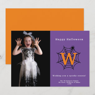 Halloween Spider Web Trick oder Treat Monogram Fot Feiertagskarte