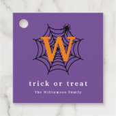 Halloween Spider Web Trick oder Treat Monogram Geschenkanhänger (Vorderseite)