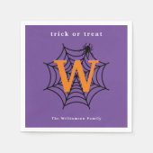 Halloween Spider Web Trick oder Treat Monogram Serviette (Vorderseite)