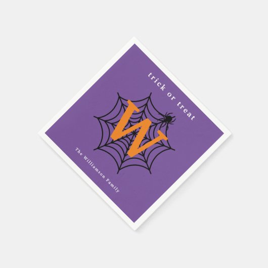 Halloween Spider Web Trick oder Treat Monogram Serviette (Ecke)