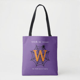 Halloween Spider Web Trick oder Treat Monogram Tasche
