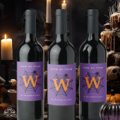 Halloween Spider Web Trick oder Treat Monogram Weinetikett