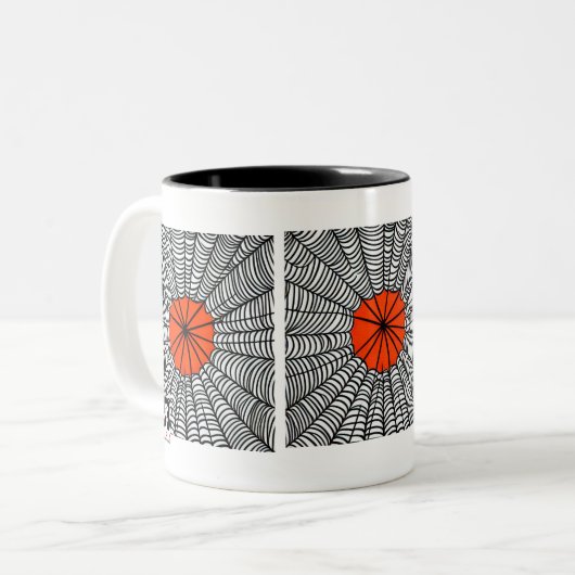 Halloween Spider Web Zweifarbige Tasse (Vorderseite Links)