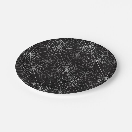 Halloween Spider Webmuster | Papierteller (Schrägansicht)
