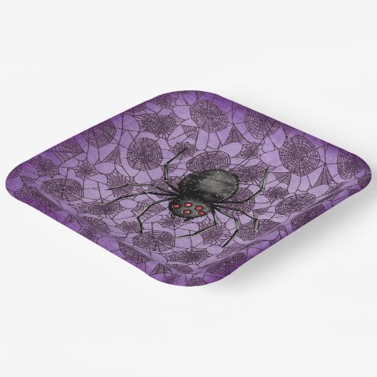 Halloween Spider Webs auf Lila Pappteller (Gewinkelt)