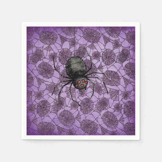Halloween Spider Webs auf Lila Serviette (Vorderseite)