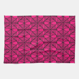 Halloween Spider Webs auf Rosa Geschirrtuch