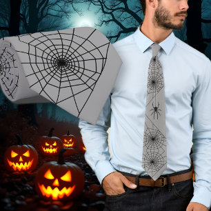 Halloween Spider Webs Gray Neck Tie Krawatte
