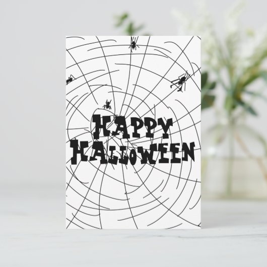 Halloween Spider Webs Hand Drawn Karte (Stehend Vorderseite)