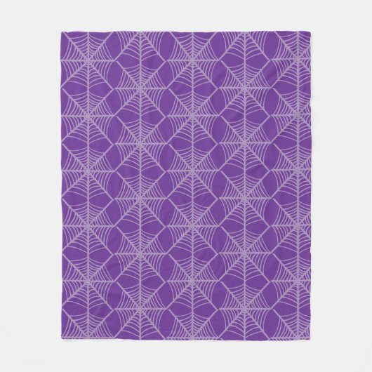 Halloween Spider Webs in Lila und weiß Fleecedecke (Vorderseite)
