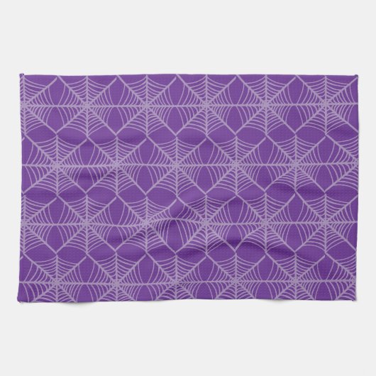 Halloween Spider Webs in Lila und weiß Geschirrtuch (Horizontal)