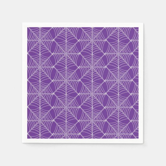 Halloween Spider Webs in Lila und weiß Serviette (Vorderseite)