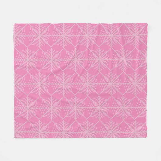 Halloween Spider Webs in Rosa und Weiß Fleecedecke (Vorderseite (Horizontal))