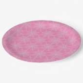 Halloween Spider Webs in Rosa und Weiß Pappteller (Schrägansicht)