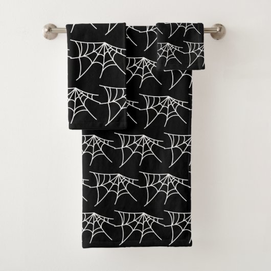 Halloween Spider Webs Muster Spooky Cobweb Badhandtuch Set (Insitu)