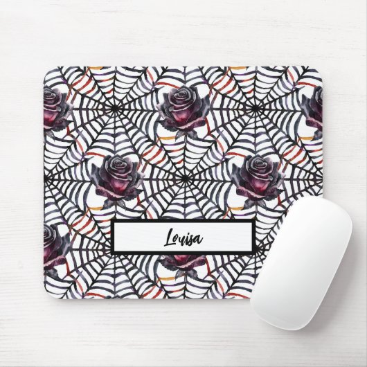 HALLOWEEN SPIDER WEBS UND SCHWARZE ROSE MOUSEPAD (Mit Mouse)
