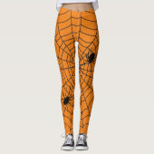 Halloween Spiders auf Cobweb Orange Black Leggings (Vorderseite)