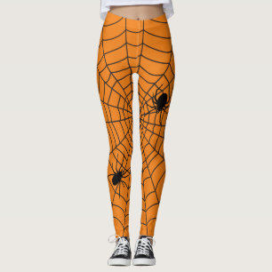 Halloween Spiders auf Cobweb Orange Black Leggings