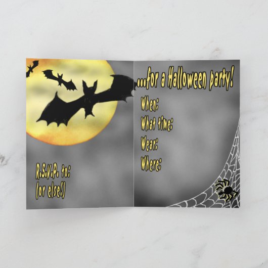 HALLOWEEN SPIDERS & BATS Einladung (Innenseite)